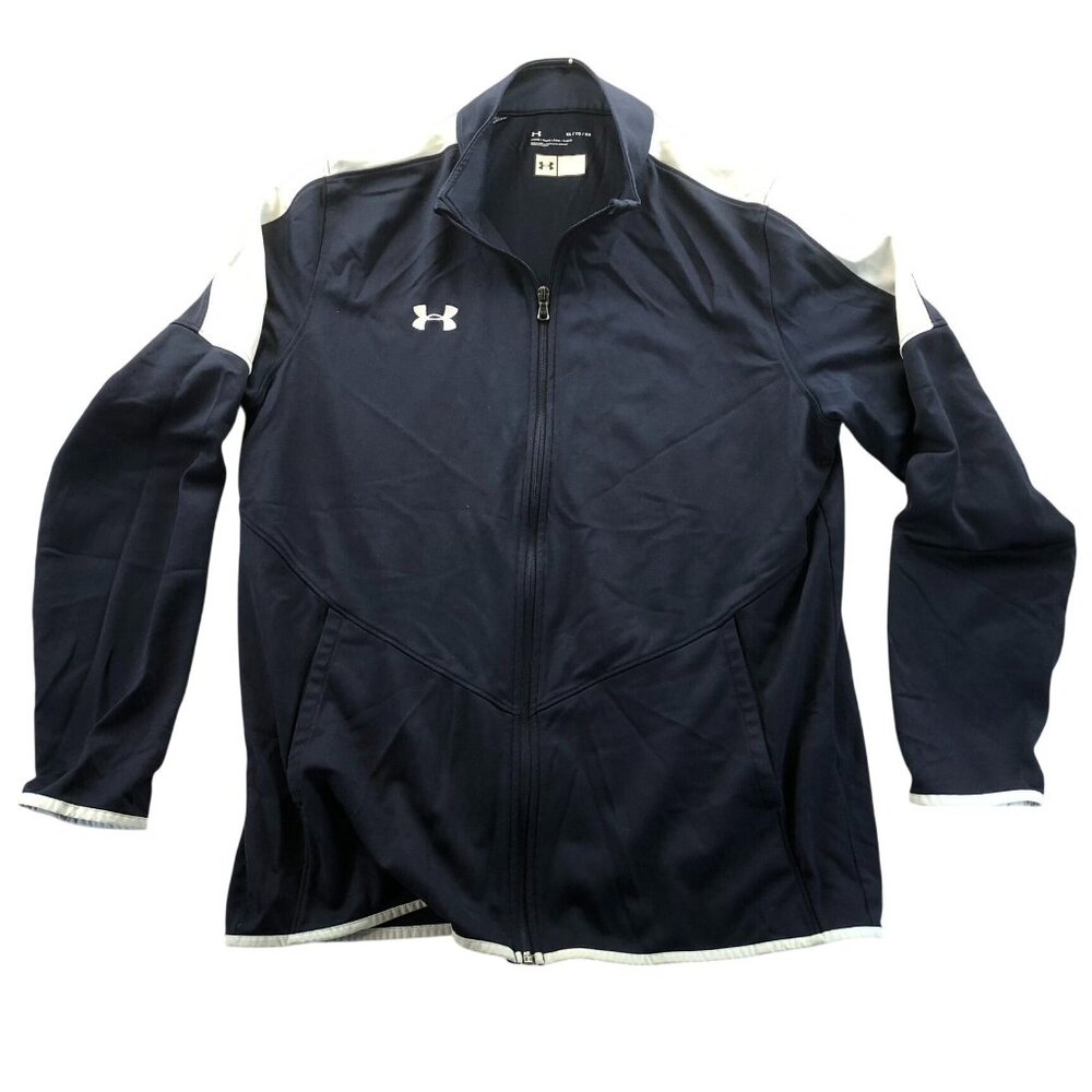 Under Armour Men Activewear Jacket XL Loose Fit Athletic Blue Full Zip Mock Neck